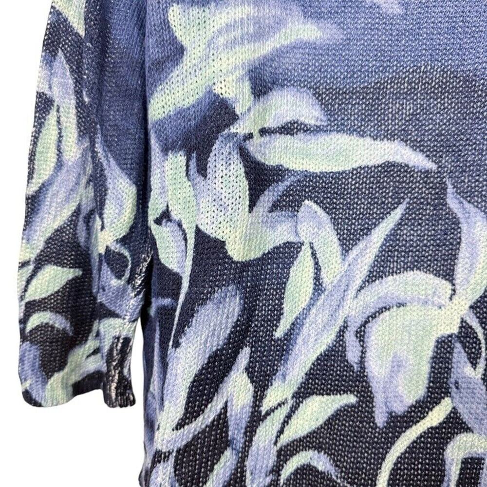Chico's Blue Floral Print Lightweight Sweater Top - Picture 14 of 15